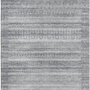 HomeRoots 10' Gray & Silver Striped Area Rug - Washable, UV-Protected, Durable Design for High-Traffic Spaces 717839