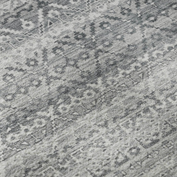 HomeRoots 10' Gray & Silver Striped Area Rug - Washable, UV-Protected, Durable Design for High-Traffic Spaces 717839