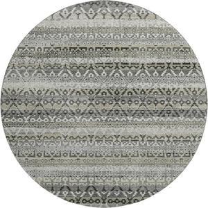 HomeRoots 8' X 10' Stylish Pewter Charcoal Striped Washable Area Rug with UV Protection for Family Homes 717843