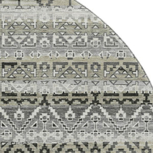 HomeRoots 8' X 10' Stylish Pewter Charcoal Striped Washable Area Rug with UV Protection for Family Homes 717843