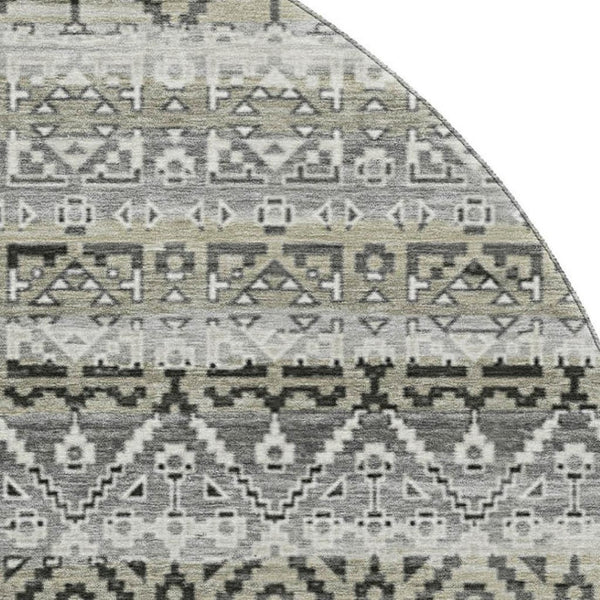 HomeRoots 8' X 10' Stylish Pewter Charcoal Striped Washable Area Rug with UV Protection for Family Homes 717843