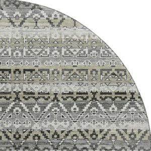 HomeRoots 8' X 10' Stylish Pewter Charcoal Striped Washable Area Rug with UV Protection for Family Homes 717843
