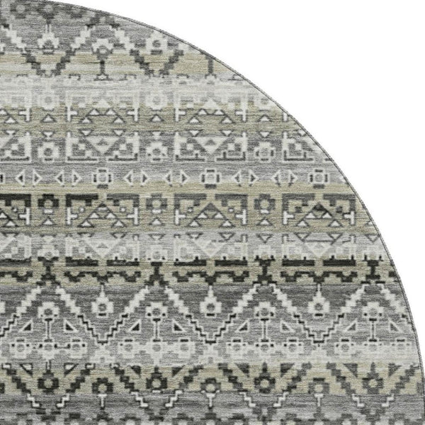 HomeRoots 8' X 10' Stylish Pewter Charcoal Striped Washable Area Rug with UV Protection for Family Homes 717843