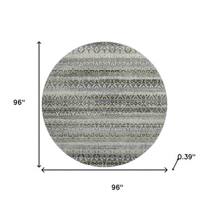 HomeRoots 8' X 10' Stylish Pewter Charcoal Striped Washable Area Rug with UV Protection for Family Homes 717843