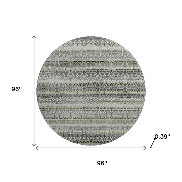 HomeRoots 8' X 10' Stylish Pewter Charcoal Striped Washable Area Rug with UV Protection for Family Homes 717843