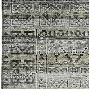HomeRoots 9' X 12' Stylish Pewter and Charcoal Striped Washable Area Rug with UV Protection for Busy Homes 717844