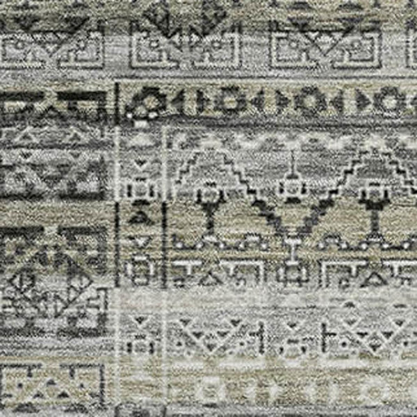 HomeRoots 10' X 14' Striped Washable Area Rug with UV Protection – Durable Pewter & Charcoal Design for Homes! 717845