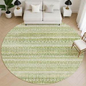 HomeRoots 8' X 10' Sage & Beige Striped Washable Area Rug – UV Protected, Stain-Resistant, Perfect for Any Decor 717849