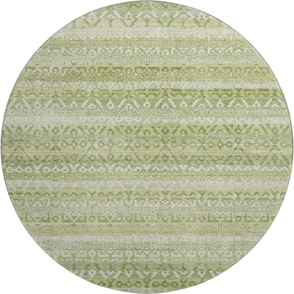 HomeRoots 8' X 10' Sage & Beige Striped Washable Area Rug – UV Protected, Stain-Resistant, Perfect for Any Decor 717849