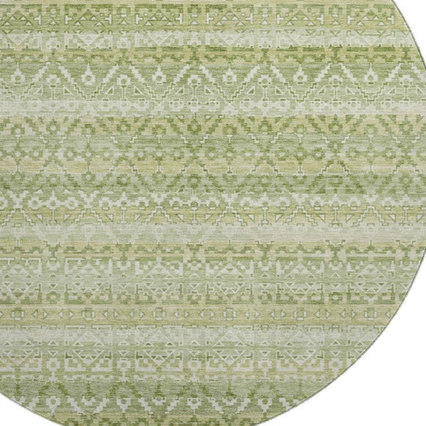 HomeRoots 8' X 10' Sage & Beige Striped Washable Area Rug – UV Protected, Stain-Resistant, Perfect for Any Decor 717849