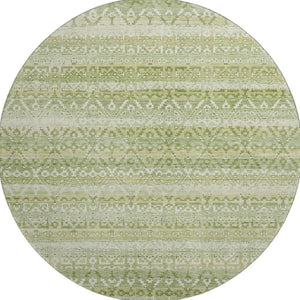 HomeRoots 8' X 10' Sage & Beige Striped Washable Area Rug – UV Protected, Stain-Resistant, Perfect for Any Decor 717849