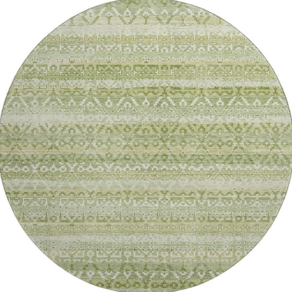 HomeRoots 8' X 10' Sage & Beige Striped Washable Area Rug – UV Protected, Stain-Resistant, Perfect for Any Decor 717849