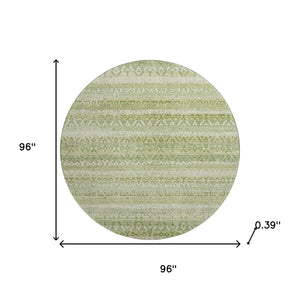 HomeRoots 8' X 10' Sage & Beige Striped Washable Area Rug – UV Protected, Stain-Resistant, Perfect for Any Decor 717849