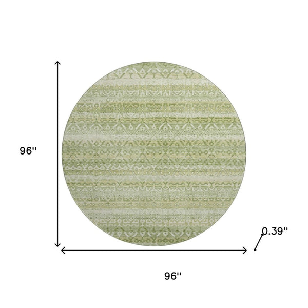 HomeRoots 8' X 10' Sage & Beige Striped Washable Area Rug – UV Protected, Stain-Resistant, Perfect for Any Decor 717849