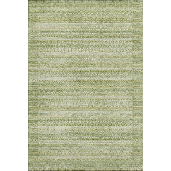 HomeRoots 9' X 12' Sage Beige Striped Area Rug - Washable, UV Protected, Durable & Stylish for Any Space 717850