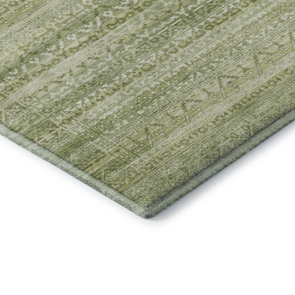 HomeRoots 10' X 14' Sage & Beige Striped Area Rug - Washable, UV Protected, Perfect for Family & Pets 717851