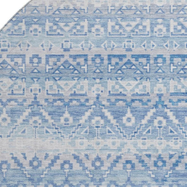 HomeRoots 8' X 10' Sky Blue & Ivory Striped Washable Area Rug - Durable, UV-Protected, Kid & Pet Friendly! 717855