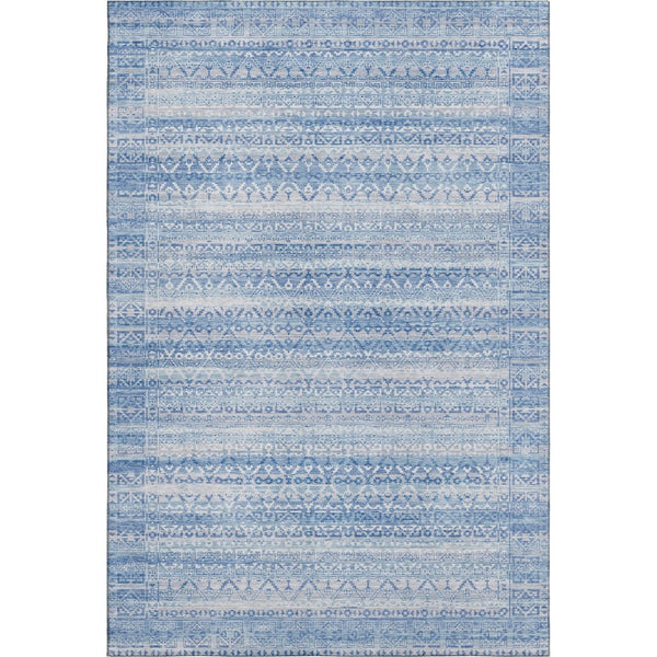 HomeRoots 10' Sky Blue and Ivory Striped Washable Area Rug - UV Protected, Durable, Easy Care for Home Use 717857