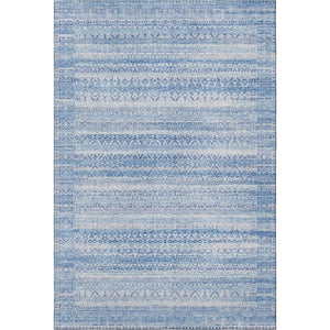 HomeRoots 10' Sky Blue and Ivory Striped Washable Area Rug - UV Protected, Durable, Easy Care for Home Use 717857