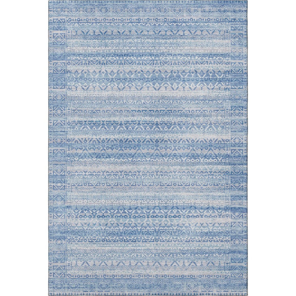 HomeRoots 10' Sky Blue and Ivory Striped Washable Area Rug - UV Protected, Durable, Easy Care for Home Use 717857