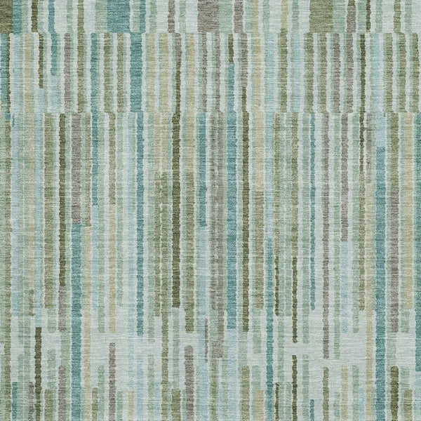 HomeRoots 5' X 8' Sage & Teal Striped Washable Area Rug – Durable, UV-Protected, Perfect for Busy Homes! 717859