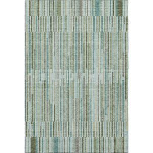 HomeRoots 5' X 8' Sage & Teal Striped Washable Area Rug – Durable, UV-Protected, Perfect for Busy Homes! 717859