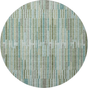 HomeRoots 8' X 10' Sage and Teal Striped Washable Area Rug - Durable, UV Protected, Stylish & Easy Care for Homes 717861