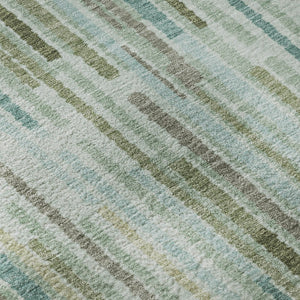 HomeRoots 8' X 10' Sage and Teal Striped Washable Area Rug - Durable, UV Protected, Stylish & Easy Care for Homes 717861