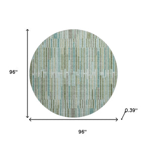 HomeRoots 8' X 10' Sage and Teal Striped Washable Area Rug - Durable, UV Protected, Stylish & Easy Care for Homes 717861