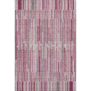 HomeRoots 5' X 8' Blush & Silver Striped Washable Area Rug with UV Protection - Soft, Durable & Stylish Decor 717865