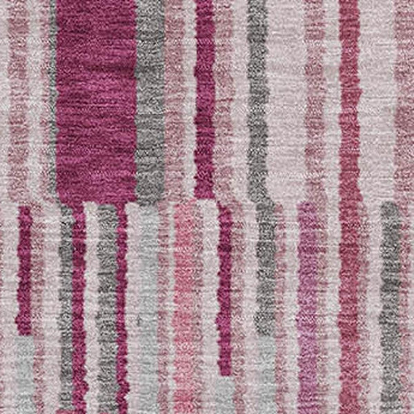 HomeRoots 5' X 8' Blush & Silver Striped Washable Area Rug with UV Protection - Soft, Durable & Stylish Decor 717865