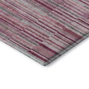 HomeRoots 5' X 8' Blush & Silver Striped Washable Area Rug with UV Protection - Soft, Durable & Stylish Decor 717865