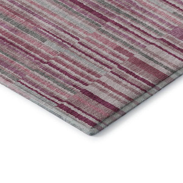 HomeRoots 5' X 8' Blush & Silver Striped Washable Area Rug with UV Protection - Soft, Durable & Stylish Decor 717865