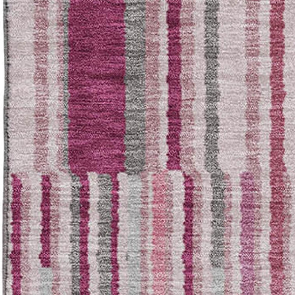 HomeRoots 9' X 12' Blush and Silver Striped Washable Area Rug with UV Protection for Stylish Living Spaces 717868