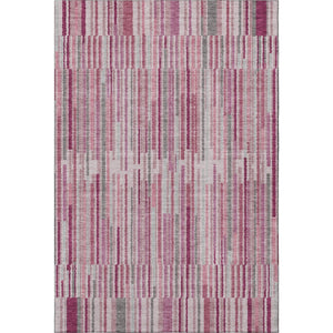 HomeRoots 10' X 14' Blush and Silver Striped Area Rug - Washable, UV-Protected, Durable for Busy Homes! 717869