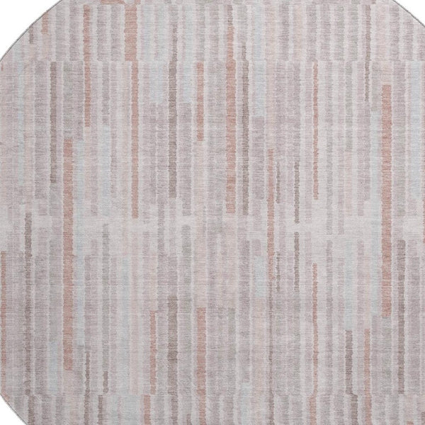 HomeRoots 8' X 10' Coral Striped Area Rug - Washable, UV Protected, Durable for Kids & Pets - Stylish Home Accent 717873