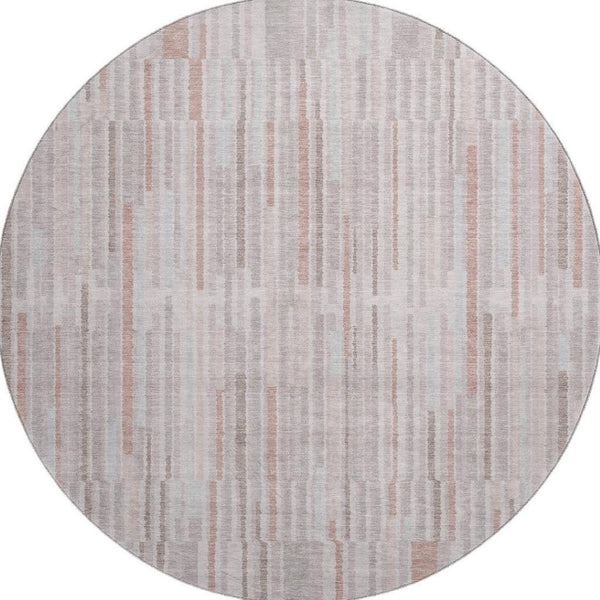 HomeRoots 8' X 10' Coral Striped Area Rug - Washable, UV Protected, Durable for Kids & Pets - Stylish Home Accent 717873