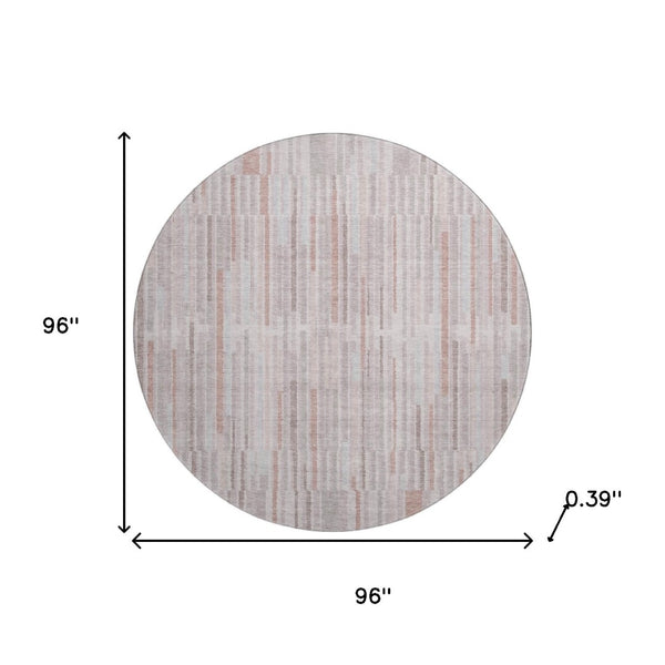 HomeRoots 8' X 10' Coral Striped Area Rug - Washable, UV Protected, Durable for Kids & Pets - Stylish Home Accent 717873