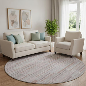 HomeRoots 8' X 10' Coral Striped Area Rug - Washable, UV Protected, Durable for Kids & Pets - Stylish Home Accent 717873