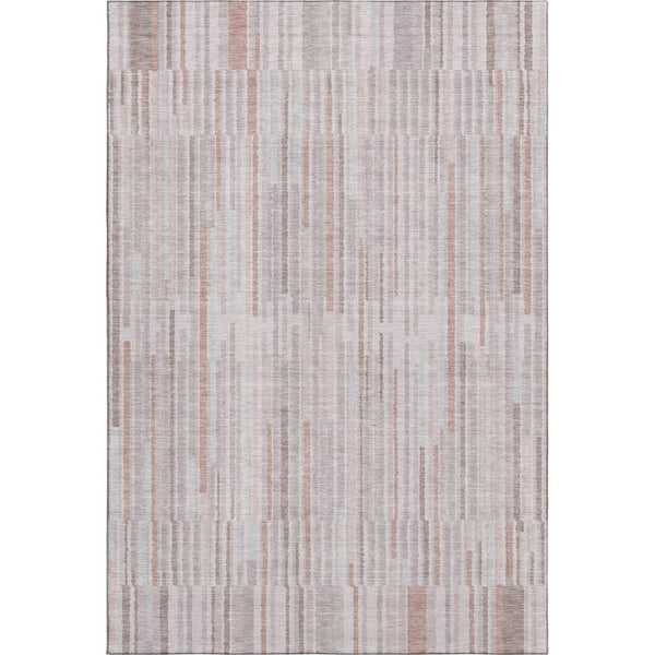 HomeRoots 10' X 14' Coral and Beige Striped Machine Washable Area Rug with UV Protection for Kids & Pets 717875