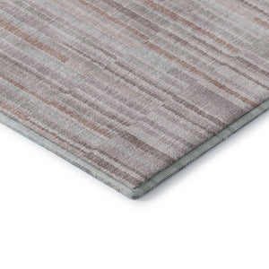 HomeRoots 10' X 14' Coral and Beige Striped Machine Washable Area Rug with UV Protection for Kids & Pets 717875
