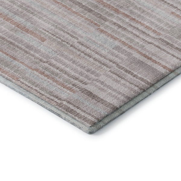 HomeRoots 10' X 14' Coral and Beige Striped Machine Washable Area Rug with UV Protection for Kids & Pets 717875