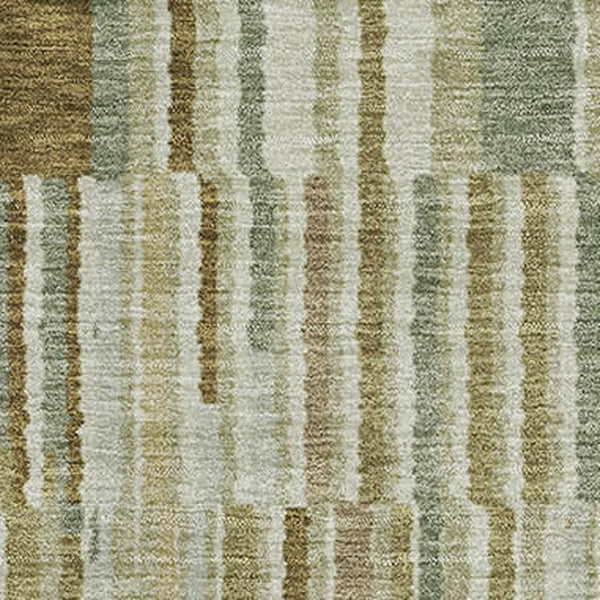 HomeRoots 8' Khaki and Beige Striped Washable Round Rug - Durable, UV Protected, Stain-Resistant for Families 717878