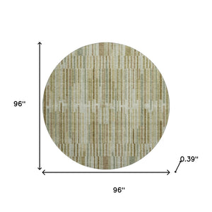 HomeRoots 8' X 10' Washable Khaki & Beige Striped Area Rug with UV Protection for Stylish, Durable Living Spaces 717879
