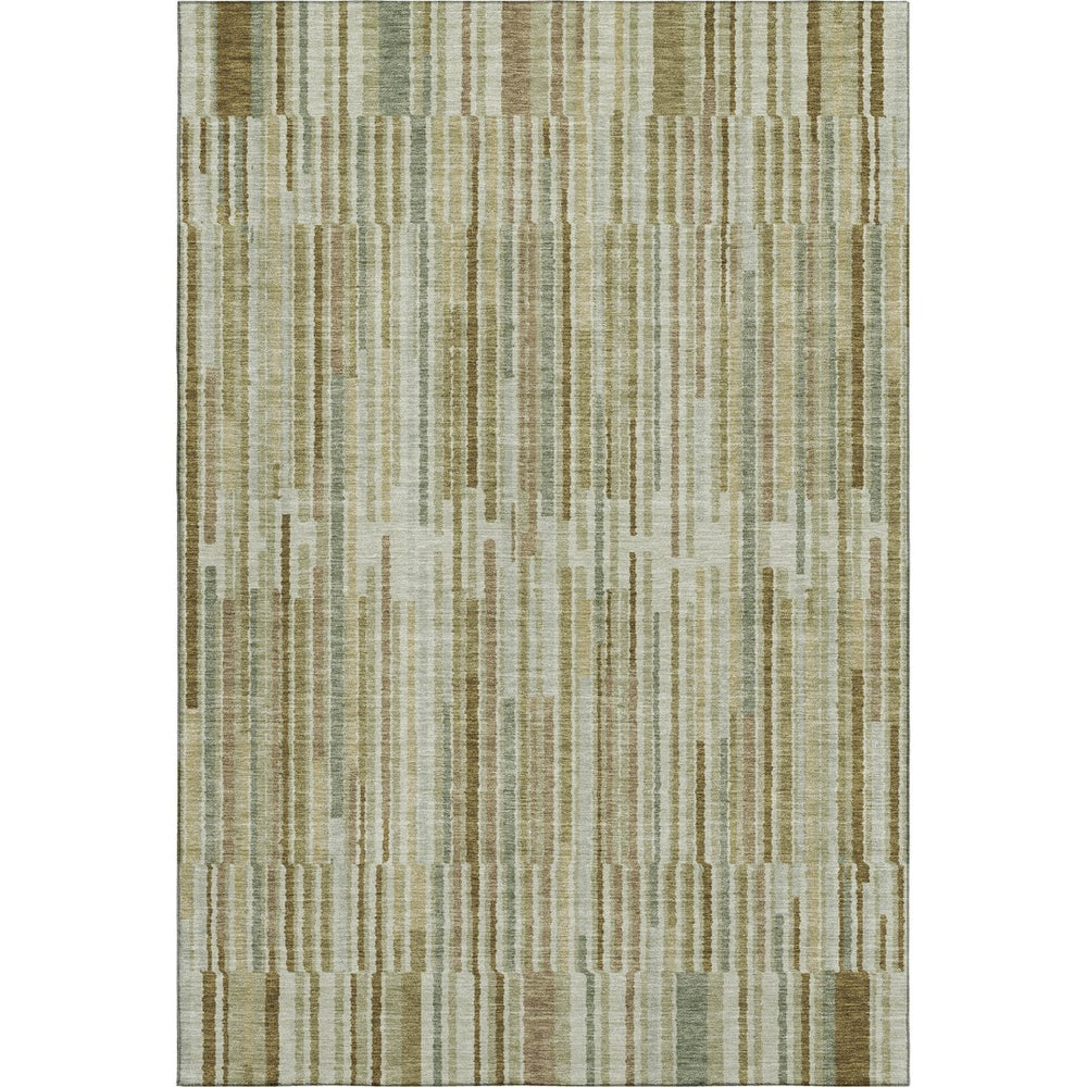 HomeRoots 9' X 12' Stylish Khaki and Beige Striped Area Rug - Washable, UV Protected & Perfect for High-Traffic Areas 717880