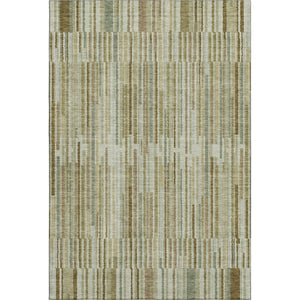 HomeRoots 9' X 12' Stylish Khaki and Beige Striped Area Rug - Washable, UV Protected & Perfect for High-Traffic Areas 717880