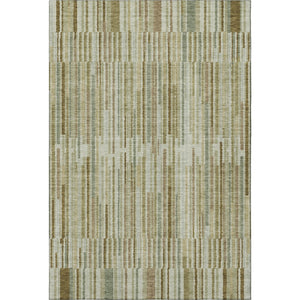 HomeRoots 9' X 12' Stylish Khaki and Beige Striped Area Rug - Washable, UV Protected & Perfect for High-Traffic Areas 717880