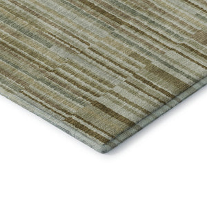 HomeRoots 9' X 12' Stylish Khaki and Beige Striped Area Rug - Washable, UV Protected & Perfect for High-Traffic Areas 717880