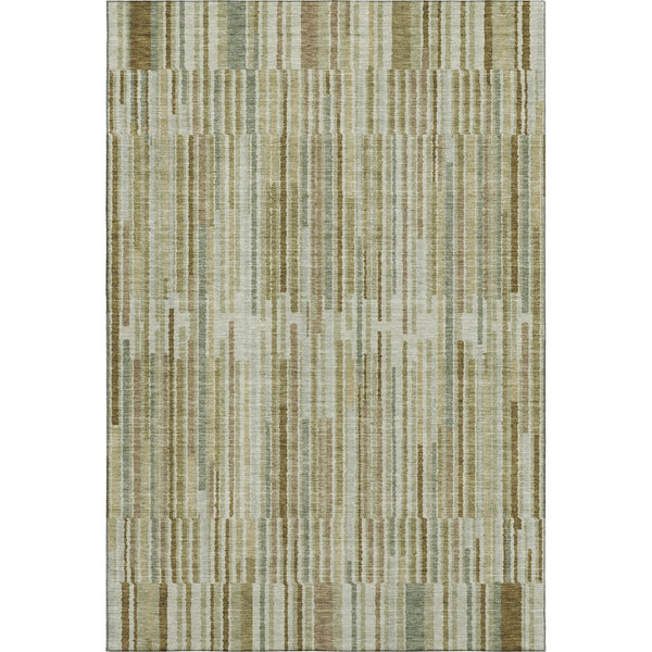 HomeRoots 10' X 14' Khaki And Beige Striped Area Rug - Washable, UV Protected, Non-Slip, Perfect for Families! 717881