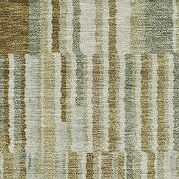 HomeRoots 10' X 14' Khaki And Beige Striped Area Rug - Washable, UV Protected, Non-Slip, Perfect for Families! 717881